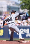 한화 참 어렵다 2R 신인 강건우, 데뷔 첫 선발 등판서 부진…KIA전 1이닝 5실점 [광주 라이브]