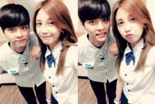 빅스 엔, 에이핑크 정은지와 현대청운고등학교 방문 인증샷 풋풋