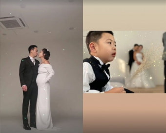 황정음이영돈, '입술 쭉' 만삭 화보 촬영…첫째 아들도 함께 '단란+오붓' [TEN]