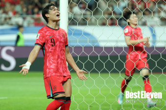 [BE 현장] 'K리그1 득점 선두' 전진우, 대표팀서도 터졌다!...한국, 쿠웨이트에 1-0 리드 중 (전반 종료)