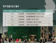 전국 땅값 최고는 명동 네이처리퍼블릭…13년째 1위