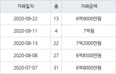 용인 중동 신동백롯데캐슬에코1단지 129㎡ 6억9000만원에 거래