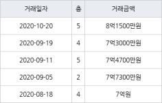 성남 수내동 수내푸른마을신성벽산쌍용 59㎡ 8억1500만원에 거래