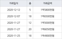대구 도원동 한실들마을2차 59㎡ 1억6500만원... 역대 최고가