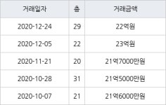 성남 정자동 분당 파크뷰 162㎡ 22억원에 거래