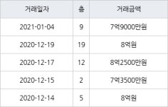 수원 영통동 (살구마을)동아서광성지진덕 134㎡ 7억9000만원에 거래