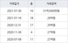 서울 도곡동 도곡삼성래미안 122㎡ 31억2000만원에 거래