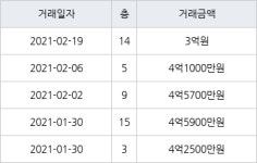 수원 원천동 원천주공2단지 59㎡ 4억1000만원에 거래