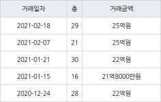 성남 정자동 분당 파크뷰 162㎡ 25억원에 거래