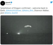 우주인 4명 탄 스페이스X 캡슐, 심야 해상 귀환