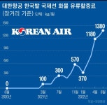 항공 화물 유류할증료 반년 새 3.7배… 기업은 부담