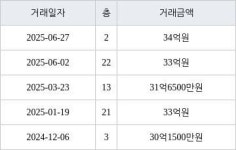 서울 일원동 래미안개포루체하임 101㎡ 34억원에 거래