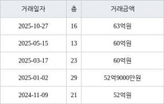 서울 대치동 래미안 대치 팰리스 114㎡ 63억원에 거래