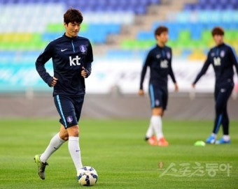 [포토] 축구대표팀 기성용 경기앞두고 훈련중