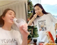 송윤아, 닭다리 뜯고 노래 열창…♥설경구 놀랄 털털 여신美 [스타★샷]