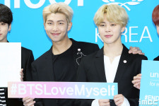 [포토] 방탄소년단 랩몬스터-지민, 좋은 일엔 환한 미소