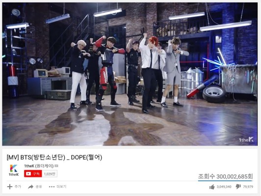 'K-POP 최초' 방탄소년단, ‘쩔어’ M/V 3억 뷰 돌파... ‘DNA’-‘불타오르네’ 이어 세 번째 | 포토뉴스