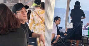 백발의 '욘사마' 배용준, 박신혜 가족과 디즈니 크루즈 탔다 [소셜in]
