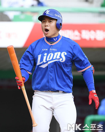 삼진 김헌곤 `높았잖아요?` [MK포토]