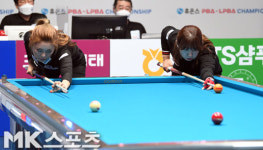 김가영-김명희 선공 정하는 뱅킹 [MK포토]