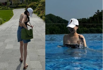 손연재, 출산 4개월 만에 찾아온 자유! 수영복에 청바지 입고 신나는 슬리퍼 차림