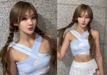 ‘심신 딸’ 벨, 父 판박이 소녀! 양갈래 묶고 귀여움 100배 미니스커트룩