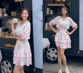 한채영, 20대 미모 그대로! 살랑살랑 플라워 캉캉 원피스 패션