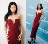 제니, 빌보드 불 질렀다! 너무 파인 드레스에 시선 강탈 딱붙핏 레드룩