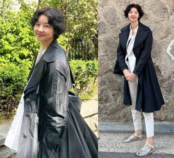 50세인데 20대 남성이 이상형이라며 말 걸은 여배우, 우아한 트렌치코트룩