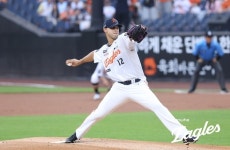 ‘한화 초비상’ 에르난데스, 8구 던지고 헤드샷 퇴장→박준영 긴급 등판