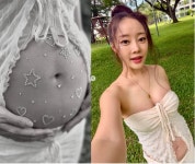 ‘결혼 4년 만’ 전직 걸그룹 배우, 배 위에 반짝이 붙인 ‘힙’한 만삭 화보 “얼굴은 그대로인데”
