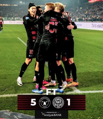 [수페르 리뷰] '조규성 7, 8호 골 쾅쾅!' 미트윌란, 비보르 5-1 대파...전반기 선두로 마무리