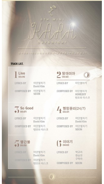 카라, ‘DAY&NIGHT’ 트랙리스트 공개