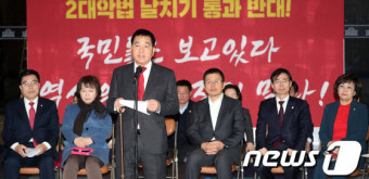 한국당, '의장 사퇴촉구 결의안' 제출… 심재철 