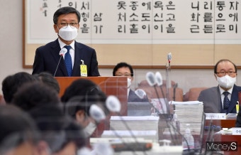 [머니S포토] 법사위 국감, 업무보고하는 김창보 서울고법원장