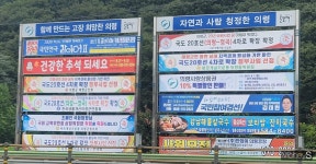 [머니S포토] 청정 의령군 '불법 현수막' 난립