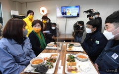 [머니S포토] 심상정 대선후보 노동자들과 함께 점심식사