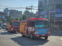 기장소방서, 소방차 길 터주기 훈련 실시