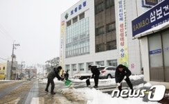 [단신] 보성군청 앞에서 제설작업하는 군청직원들