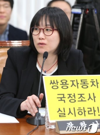 청문회에 나온 '쌍용자동차 국정조사 실시' 촉구 문구