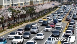 주차장된 군항제 주변도로