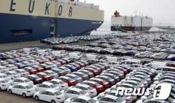 선적 기다리는 울산 현대자동차