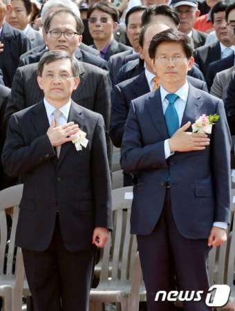 김문수-권오현, 평택 삼성전자 산업단지 기공식