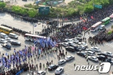 금속노조집회, 극심한 정체