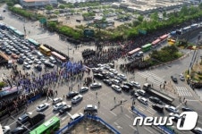금속노조집회, 극심한 교통정체