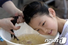 창포물로 시원하게 머리감아요