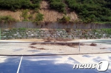 비오면 토사 뒤덮이는 원주테니스장…안전시설 필요