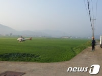 경남사천 향촌동, 벼 무인헬기 병해충방제