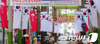 태극기로 가득찬 영화의 거리