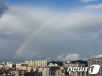 무지개 뜬 전주의 하늘